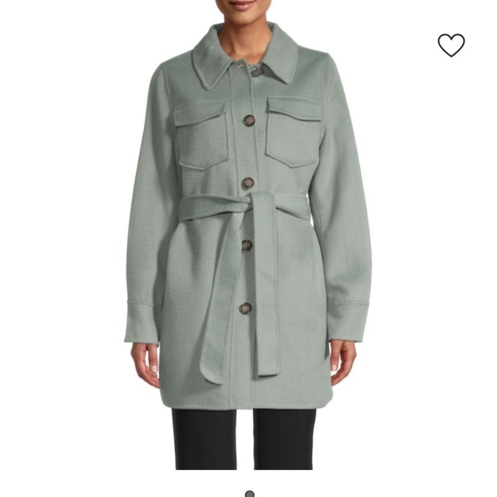 T TAHARI Brooke Belted Shirt Wool-BlendTrench Coat Tiffany Cole Size M